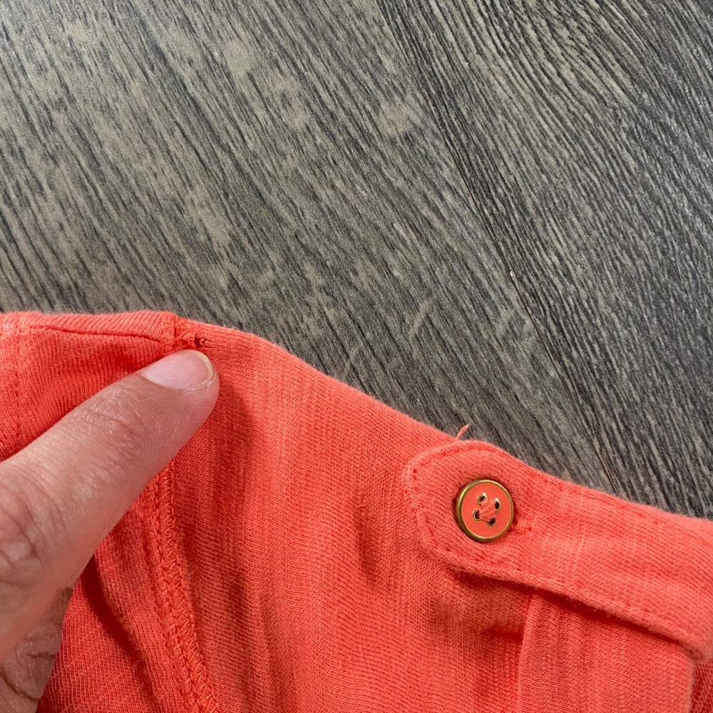 Banana Republic Coral Orange Pink Cap Sleeve Boat Neck T-Shirt Dress Cotton XS - Picture 2 of 6